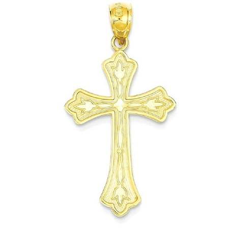 Fleur De Lis Leather Necklace 14kt Yellow Gold Cross Religious Pendant Charm Necklace Fleur De Lis Fine Jewelry Ideal Gifts For Women Gift Set From Heart ()