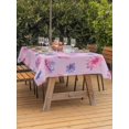 thumbnail image 2 of Outdoor Tablecloth with Umbrella Hole and Zipper, Spring Floral Rectangle Table Cloth 60x120 Inch Waterproof Tablecloth, Summer Botanical Purple Pink Flower Picnic Table Cover for Patio Camping, 2 of 7