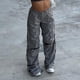 thumbnail image 4 of Pantalones Tipo Cargo Pantalones cargo Mujer Pantalones casuales sueltos Cordón Y2K Primavera Verano (Gris L) Ygjytge para Mujer Gris T L, 4 of 5