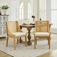 thumbnail image 2 of CQSXDA Wooden Style Rattan Dining Chairs, Solid Wood Frame with Linen Upholstered Seat for Kitchen Dining Room，Single Pack, 2 of 13