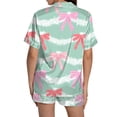 thumbnail image 4 of Pyjama pour Femmes en Satin Imprimé Graphique, Mignon, Tenue de Nuit, Boutons, Hauts à Manches Courtes, Ensembles de Shorts, 4 of 5