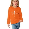 thumbnail image 1 of T-shirts à Manches Longues pour Filles, Col Rond, en Coton, Imprimé Libellule, T-Shirts Décontractés d'Automne et de Printemps, T-Shirts Graphiques Basiques pour Enfants (7 Ans, Orange), 1 of 5