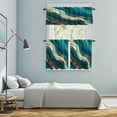 thumbnail image 6 of Dark Green Marble Kitchen Curtains Valances and Tiers Set of 3 Gold Line Abstract Art Fluid Modern Tier Curtains and Valance with Rod Pocket for Small Windows, 27.5"x24", 6 of 9