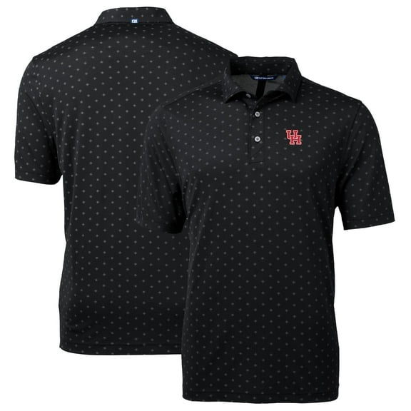 Men's Cutter & Buck Black Houston Cougars Big & Tall Virtue Eco Pique Tile Print Recycled Polo
