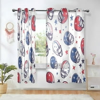 Yayeee Window Curtains Set of 2 for Living Room Light Filtering 63"x42", Cartoon American Football Helmets