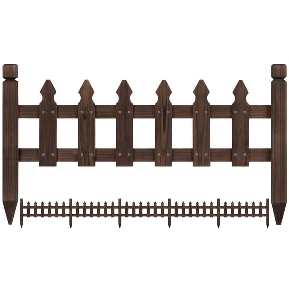 Yaheetech 11.5'' H x 35.5'' W Wood Garden Fence Pricket Fencing Border Set of 5, Natural Wood