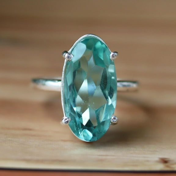 Blue Topaz Ring, 925 Silver Ring, Prong Setting Ring, Oval Cut Gemstone, Statement Ring, Cocktail Ring, Purpose Ring, Prong Ring, Boho Ring