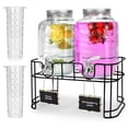 thumbnail image 1 of Dispensadores de bebidas de vidrio DD&HAPP, paquete de 2, 3.8 L con soporte, 1 of 7