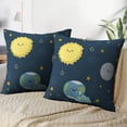 thumbnail image 3 of LALILO Throw Pillow Covers Cute Earth Sun Clouds Moon And Stars Cushion Cover 18" x 18", 2 Pack, 3 of 6