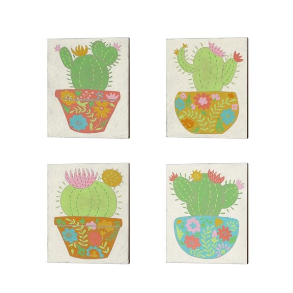 Metaverse Chariklia Zarris 'Happy Cactus' Canvas Art (Set of 4)