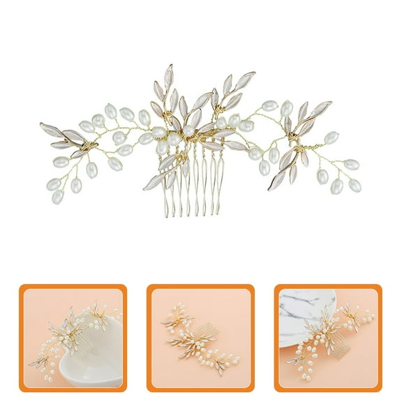 LOLIPPYY Bridal Hair Accessory Golden Leaves Hair Comb for Wedding and Special Events