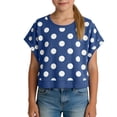 thumbnail image 2 of Kiijoy Girls Polka Dot Cutout Batwing Sleeve Crop Top Workout Tee Active T-Shirt, Sizes 11-12, 2 of 6