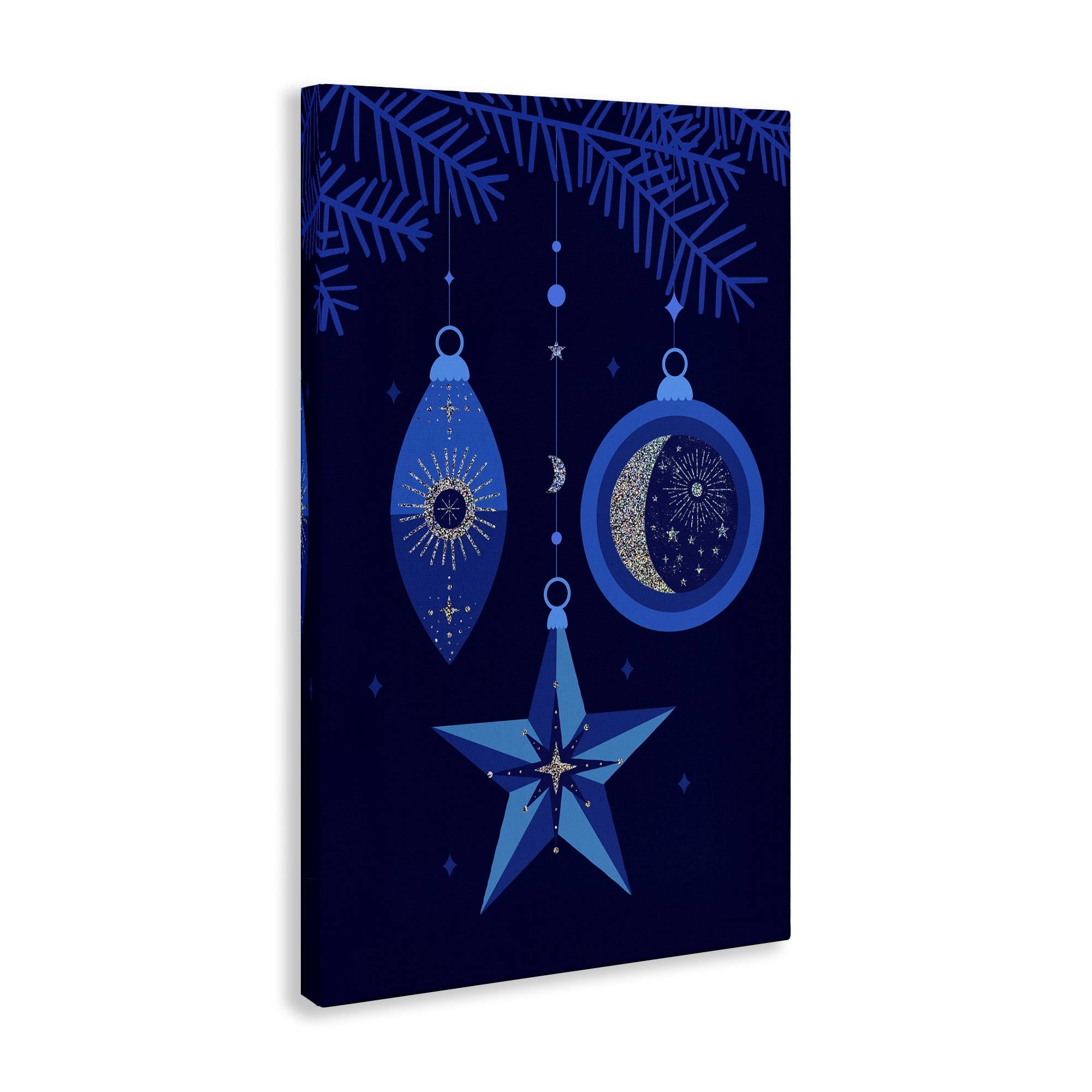 Stupell Industries Blue Holiday Ornaments Holiday Painting Gallery Wrapped Canvas Art Print Wall Art, 30 x 45