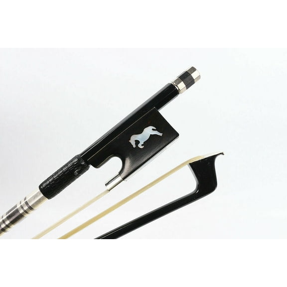 Siemonic 1pcs 4/4 Violin Bow Black Carbon Fiber Stick Horse Inlay Bows Hair Ebony Frog
