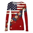 thumbnail image 4 of Bbyeadc 250 Years America Shirt Long Sleeve Knit Freedom T-Shirt Flag Print Crew Neck Slim Top Patriotic Gift for Women,Blue(XXXL), 4 of 6