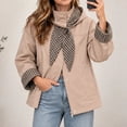 thumbnail image 5 of Alkepwun Detachable Hooded Jackets for Women Plaid Lining Inside Hood and Cuffs Zip Up Snap Button Loose Fit Casual Jacket with Pockets for Daily Wear Outdoor Activities, 5 of 7