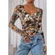 thumbnail image 3 of Remera de Manga Larga PRETTYGARDEN Mujer Crop Top con Escote en V, 3 of 9