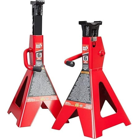 BIG RED AT46002R Torin Steel Jack Stands: 6 Ton (12,000 lb) Capacity, Red, 1 Pair