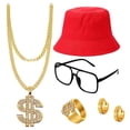 thumbnail image 1 of Disfraces de hip hop, accesorios de rapero, atuendos, anillo de signo de dólar para disfraces. Rojo, 1 of 9