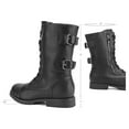 thumbnail image 2 of Burudani Women's Fashion Comfort Faux Fur Lined Mid Calf Riding Winter Combat Boots TERRAN-SNOW BLACK Size 5.5, 2 of 5