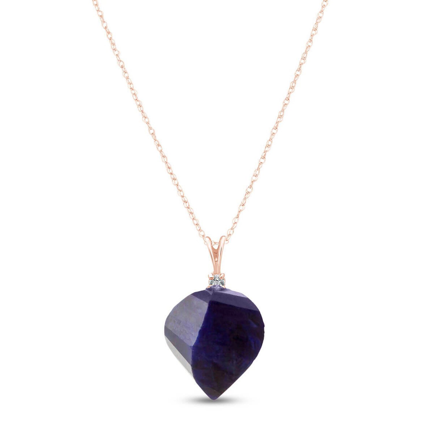 Galaxy Gold 14K Solid Gold Natural Diamond Briolette Pendant Necklace for Women - Rose Gold Fine Jewelry