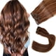 thumbnail image 1 of Extensiones de cabello con clip en cabello humano, marrón chocolate y castaño rojizo, reflejos, extensiones de cabello, cabello humano real con clip en 20 pulgadas, 7 piezas, extensiones rectas de cab, 1 of 3