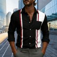 thumbnail image 5 of Asxite Mens Plus Size Tops Fall Striped Print Casual Business Pocket Long Sleeve Shirts, 5 of 5