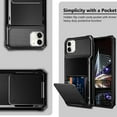 thumbnail image 6 of for iPhone 12 Mini Case 5G Wallet 4-Card ID Slot Credit Card Holder Flip Door Hidden Pocket Anti-Scratch Dual Layer Hybrid TPU Bumper Armor Protective Hard Shell Cover Black 5.4 inch, 6 of 12