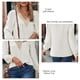 thumbnail image 5 of Jersey Costuras De Encaje Cuello En V Mangas Largas Abullonadas Casual Cómodo Gasa Mujer Top Blanco M, 5 of 7