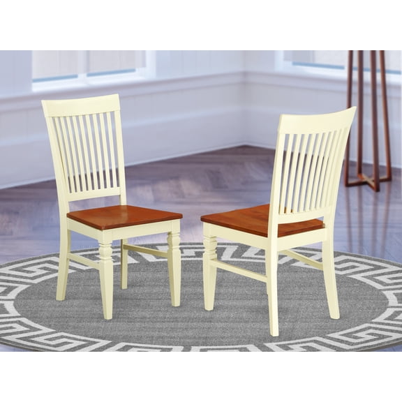 WEC-BMK-W Weston Dining Wood Seat Chair with Slatted Back in Black Finish - Set of 2