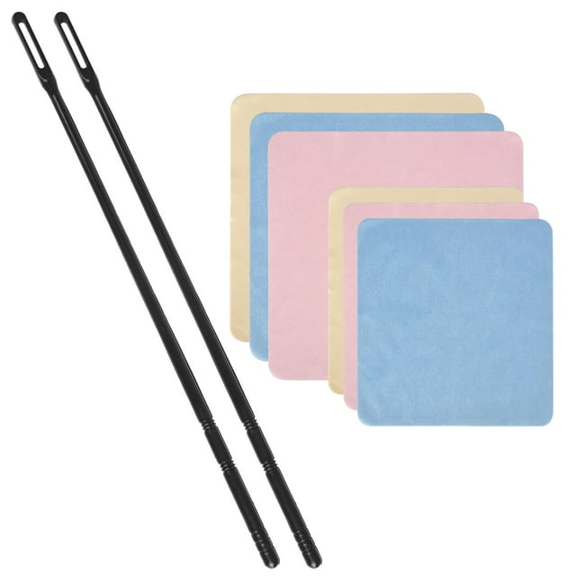 CONLI Kit de Nettoyage de Flûte 2 Tiges de Nettoyage de Flûte avec 6 Chiffons de Nettoyage de Flûte Instruments de Musique Polissage et Accessoires de Nettoyage - Rose, Jaune, Bleu
