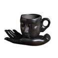 thumbnail image 4 of Taza de café con platillo Sunnimix Set de taza de Vidrio de Agua y Cerámica negro, 4 of 8