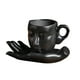 thumbnail image 4 of Juego de taza de café con platillo, taza de leche de cerámica, taza irregular, 260 ml, cara humana divertida Negro, 4 of 9