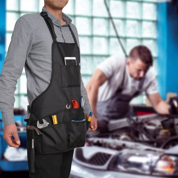SPOORYYO Multi-Pocket Tool Apron for Cleaning, Gardening, Housekeeping, and Repair - Adjustable Waist Bag with Tons of Storage