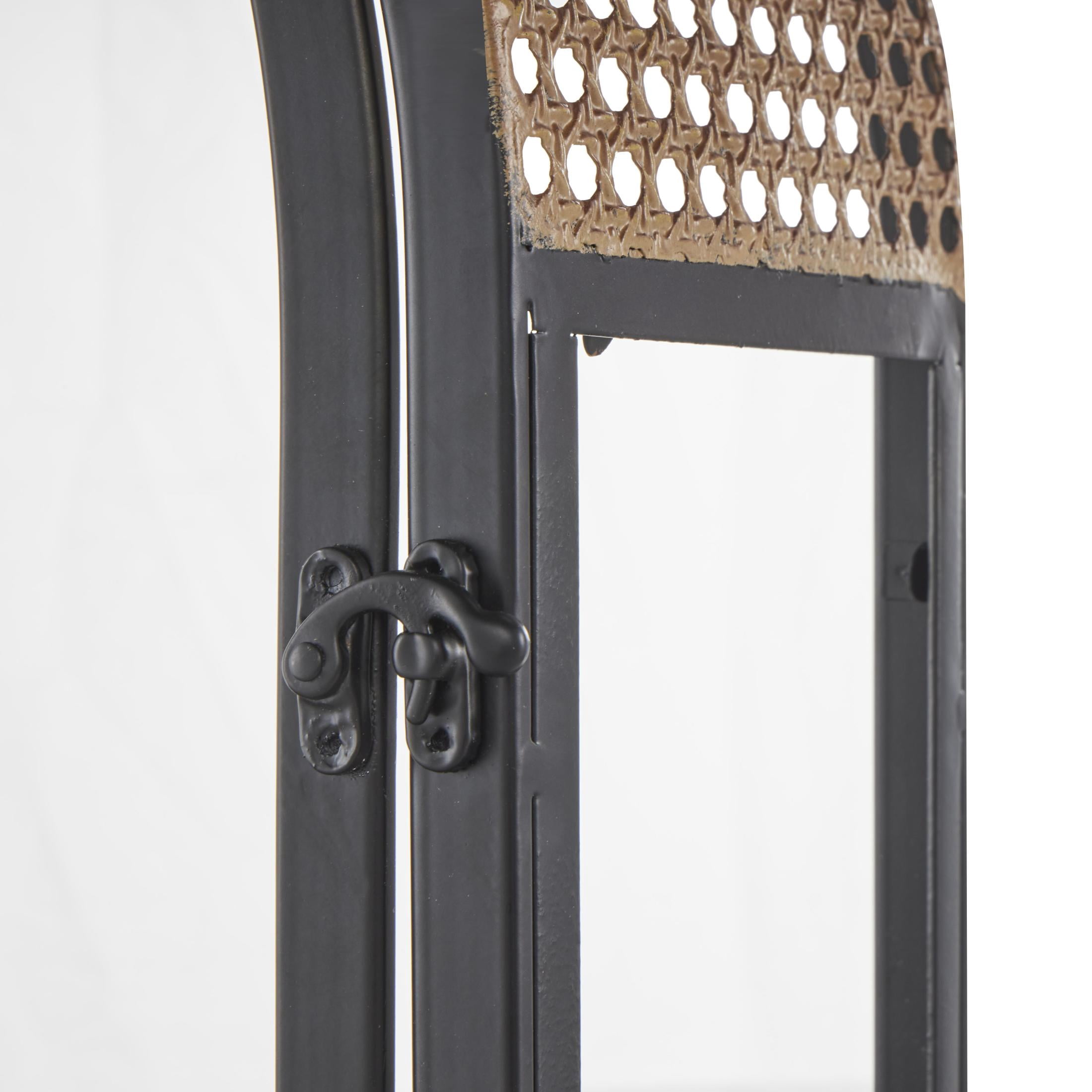 DecMode 2 Holder Black Metal Arched Candle Lantern with Cane Inspired Gold Tops, Set of 2