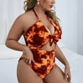 thumbnail image 6 of Danhjin Women's Plus Size One Piece Swimsuits Tummys Control Bathing Suit Halter Retro Monokini for Big Busted Curvy Women on Clearance, 6 of 7