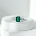 thumbnail image 2 of Emerald Cut Lab Grown Emerald Solitaire Engagement Ring with Diamond (1.6 Carat, AAAA Grade), 925 Sterling Silver, US 4.00, 2 of 5