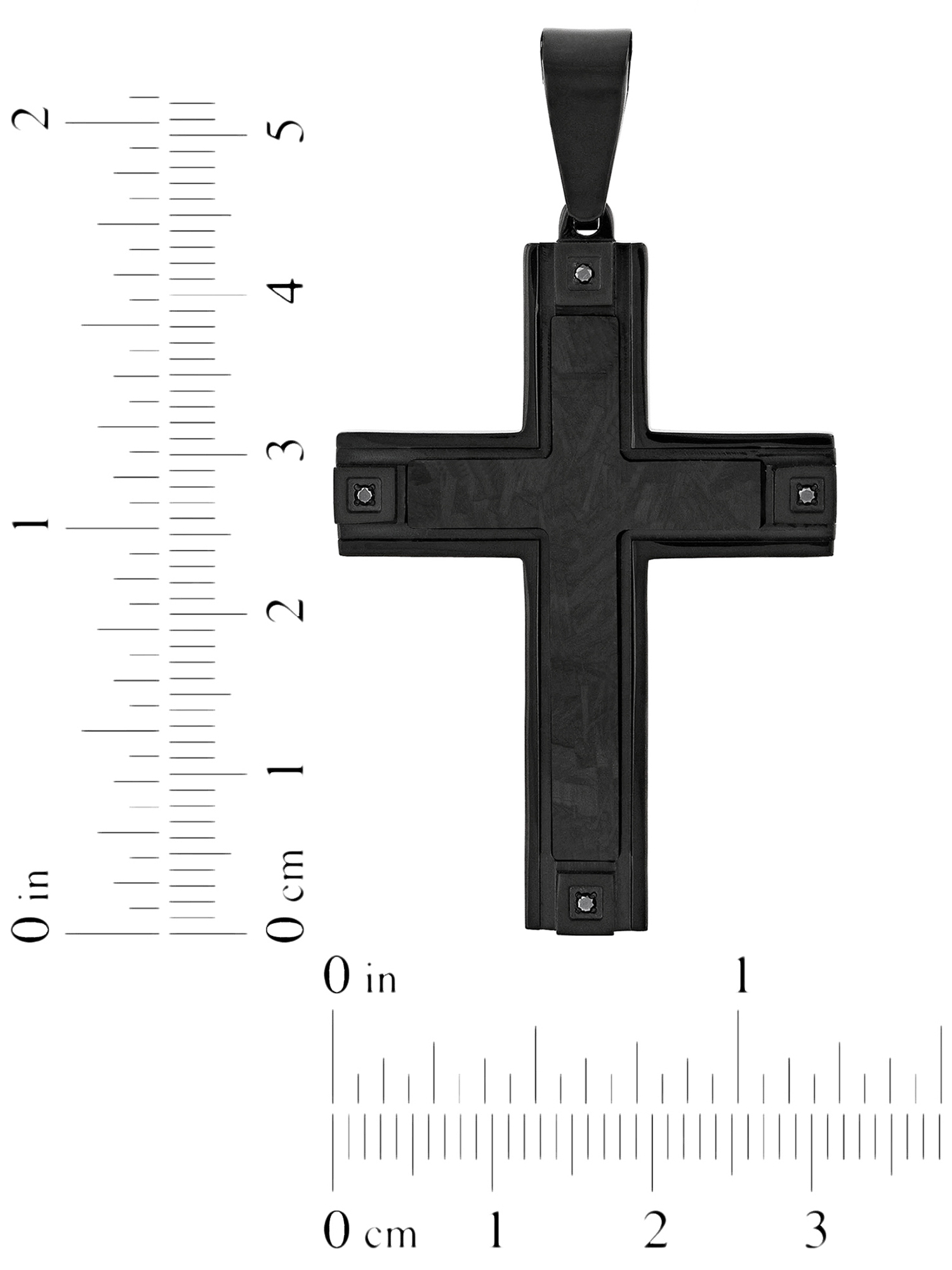 Mens Black Stainless Steel Black Diamond Accent Cross Pendant Necklace