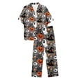 thumbnail image 4 of Muxikeji Clothes Halloween Pajamas Pants for Women,Women Silk Pajamas Sets,Halloween Pumpkin Print Short Sleeve Shirts and Long Pants Women'S Pajama Set for Sleepwear Pajama Set, 4 of 5