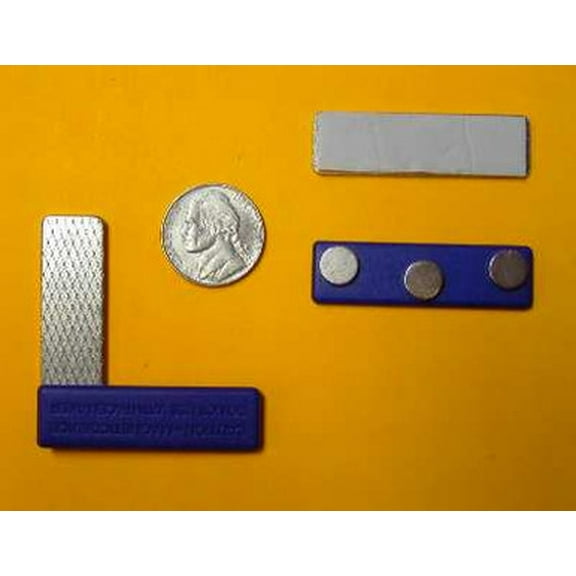100 Strong Magnetic Badge Holders Blue Plastic Name Badge 3 Neo Magnets, Back Plate with Adhesive