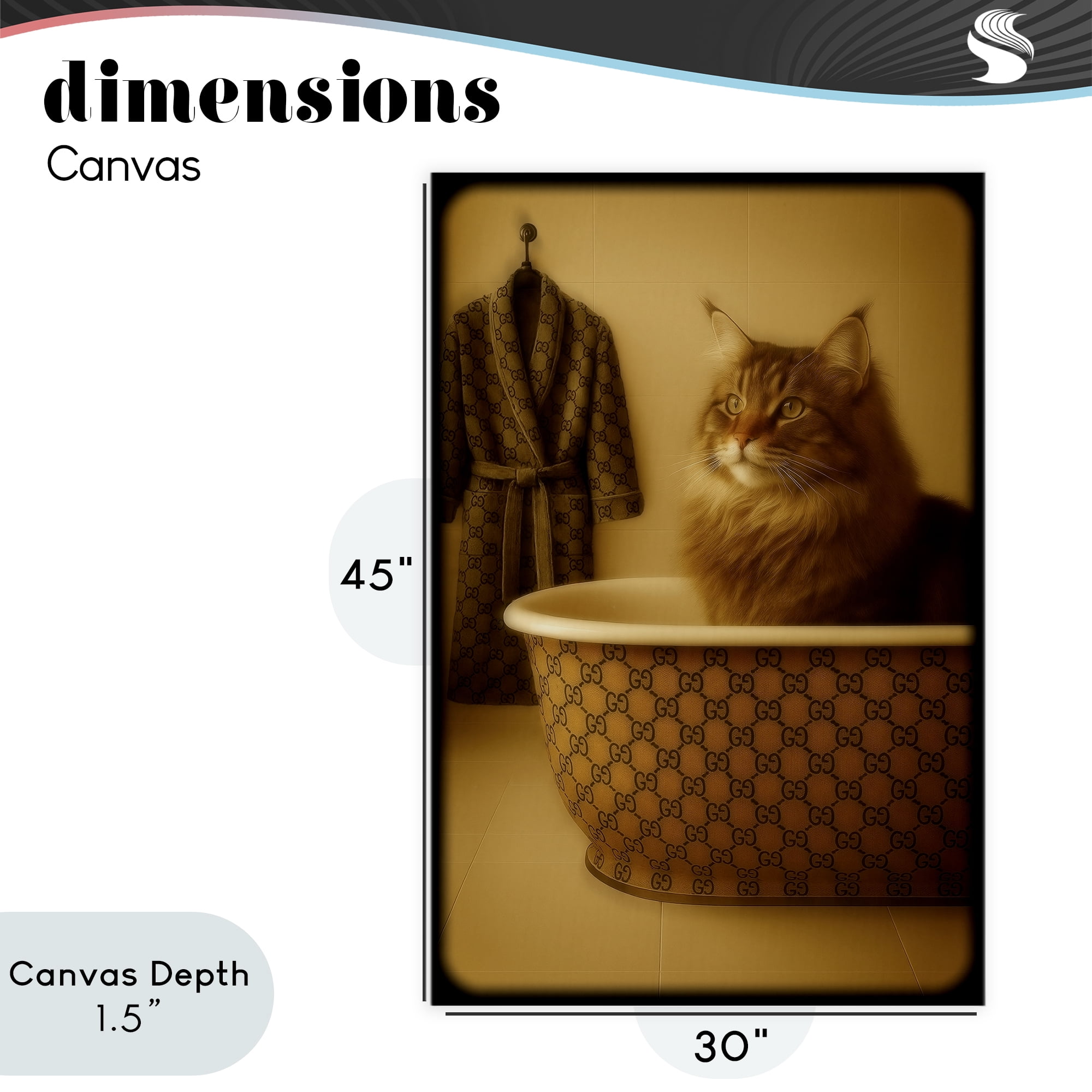 Stupell Industries Couture Main Coon in Luxury Tub Canvas Wall Art, design by Grotto Studios