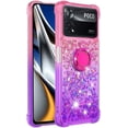 thumbnail image 2 of Slim Phone Case for Xiaomi Poco X4 Pro, Shiny Bling Quicksand Effect TPU Bumper Case with Four Corners Protection Cover for Xiaomi Poco X4 Pro, Pink Purple, 2 of 14