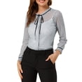 thumbnail image 1 of INSPIRE CHIC Women's Ruffled Collar Long Sleeve See Through Lace Button Down Shirt, 1 of 6