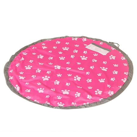 Silk Toy Bag - Kids Children Toys Storage Bag Floor Activity Mat Quick Collection Toys Organizer Drawstring Collapsible Outdoor Picnic Storage Bag Sack Size L (Rosy)