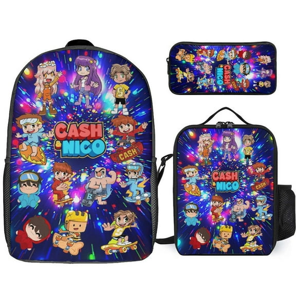 Cash And Nico Backpack 3 Piece Set Lightweight Laptop Bag Packpack Lunch Bag Pencil Case Pen Bags