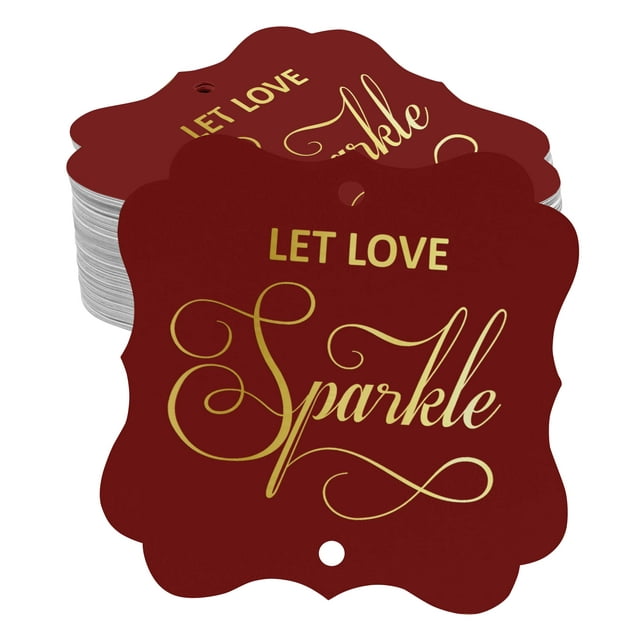 Inkdotpot Pack Of 100 Real Gold Foil Bracket Shape Paper Tags Let Love Sparkle Wedding Favor Hang Tags