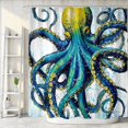 thumbnail image 3 of Nautical Octopus Shower Curtain, Funny Blue Ocean Animal Octopus Kraken Fabric Shower Curtains Set for Kids Boys Men Bathroom Decoration with Hooks 72 X 72 inch Cool Bath Decor, 3 of 4