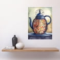 thumbnail image 2 of Enamelled Teapot Colourful Tea Kettle Modern Folk Art Watercolour Painting Large Wall Art Poster Print Thick Paper 18X24 Inch, 2 of 5