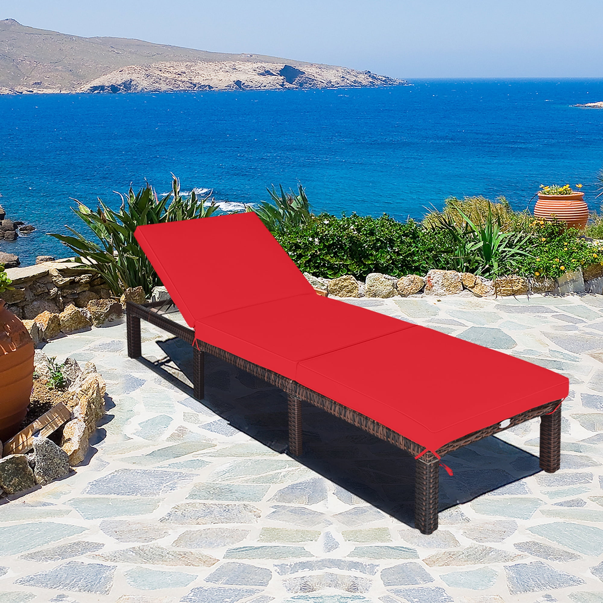 Turquoise Chaise Lounge Chair / LexMod Peer Outdoor Wicker Chaise