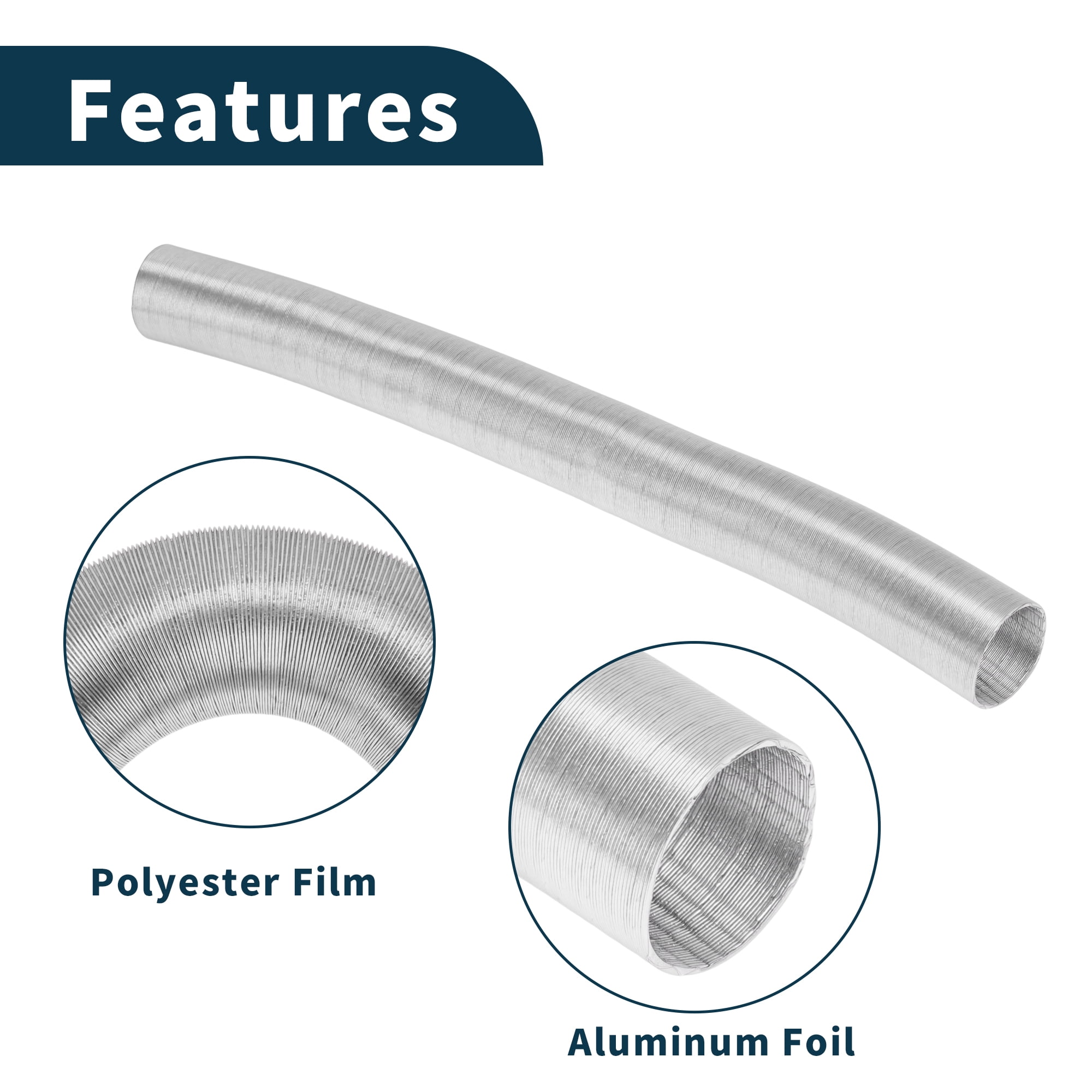 Unique Bargains 42mm Dia 100cm Car Heater Duct Kit Car Heater Duct Pipe Hose Set for Diesel Heater Silver Tone